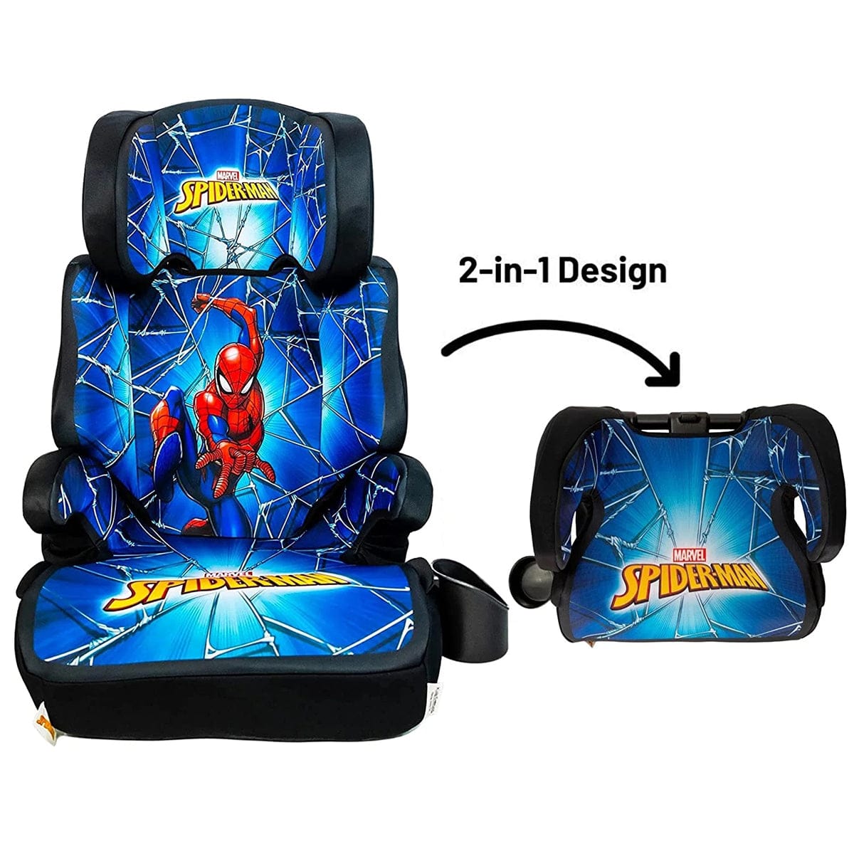 KidsEmbrace High Back Booster Car Seat - Marvel Spider-Man Blue Web - 4601SPB
