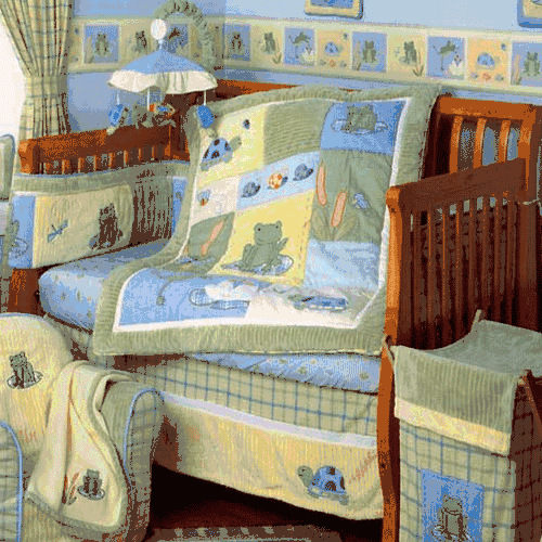 KidsLine Leap Froggie 6 Piece Crib Bedding Set - 4003beds