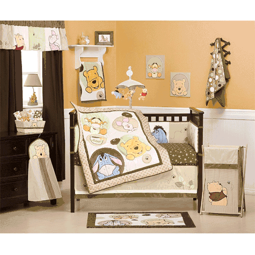 KidsLine Peek A Boo Pooh 4 Piece Crib Bedding Set - 8014BED4