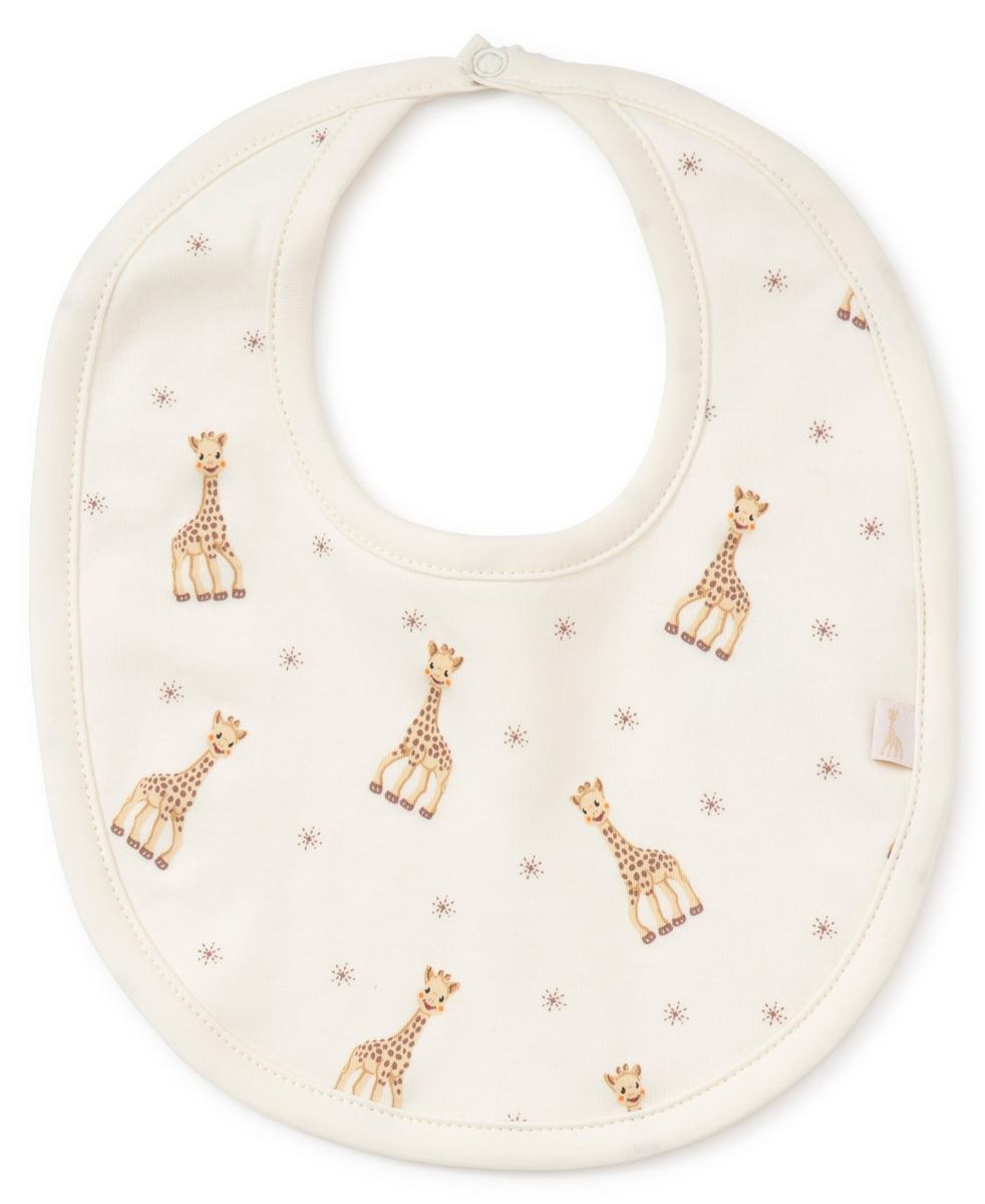 Kissy Kissy cream baby bib with Sophie la Girafe print