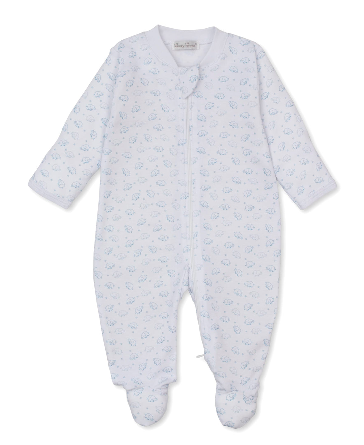 Kissy Kissy Ele-fun Print Footie w/ Zip - Light Blue, 3-6M