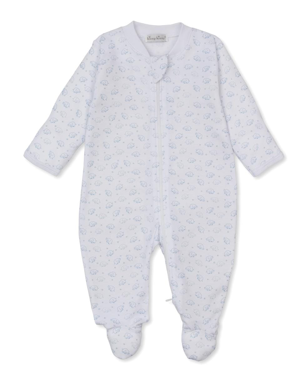 Kissy Kissy Ele-fun Print Footie w/ Zip - Light Blue, Newborn