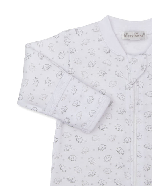 Kissy Kissy Ele-fun Print Footie w/ Zip - Silver, Preemie