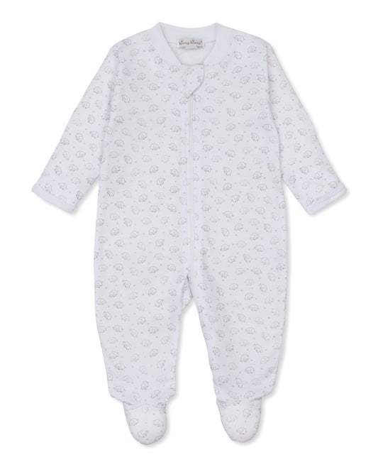 Kissy Kissy Ele-fun Print Footie w/ Zip - Silver, Preemie