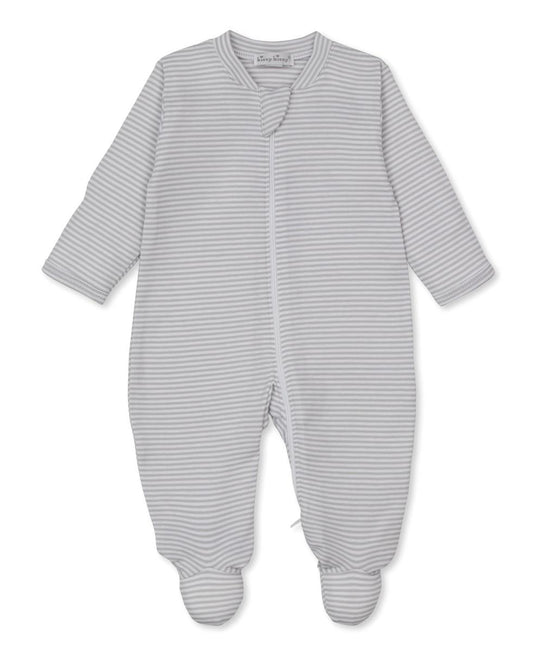 Kissy Kissy Footie w/Zip - Silver Stripes, NB
