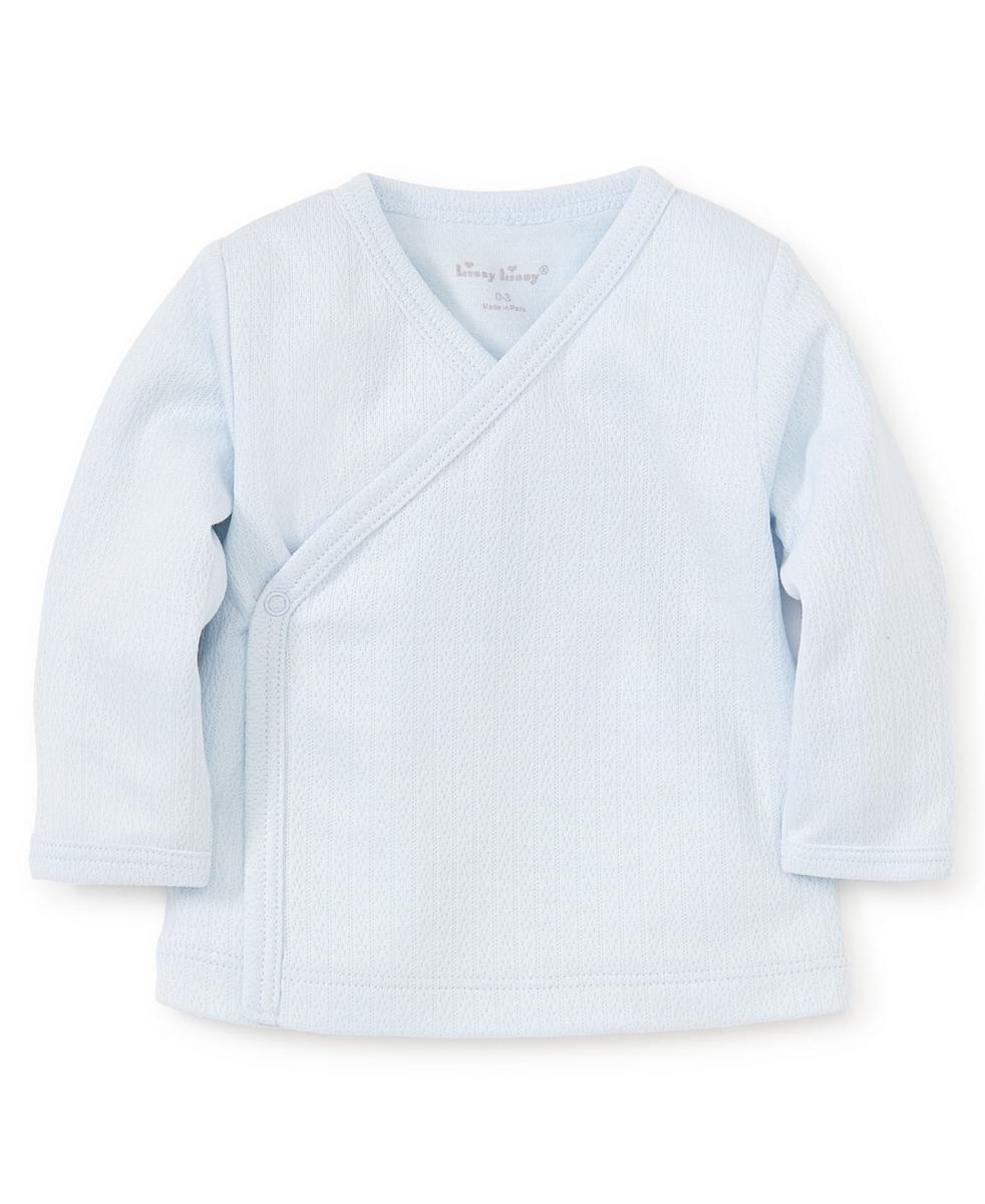 Light blue Kissy Kissy long sleeve wrap shirt for infants
