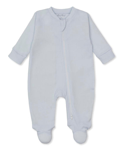 Kissy Kissy Pointelle Footie w/ Zip - Light Blue, 3-6M