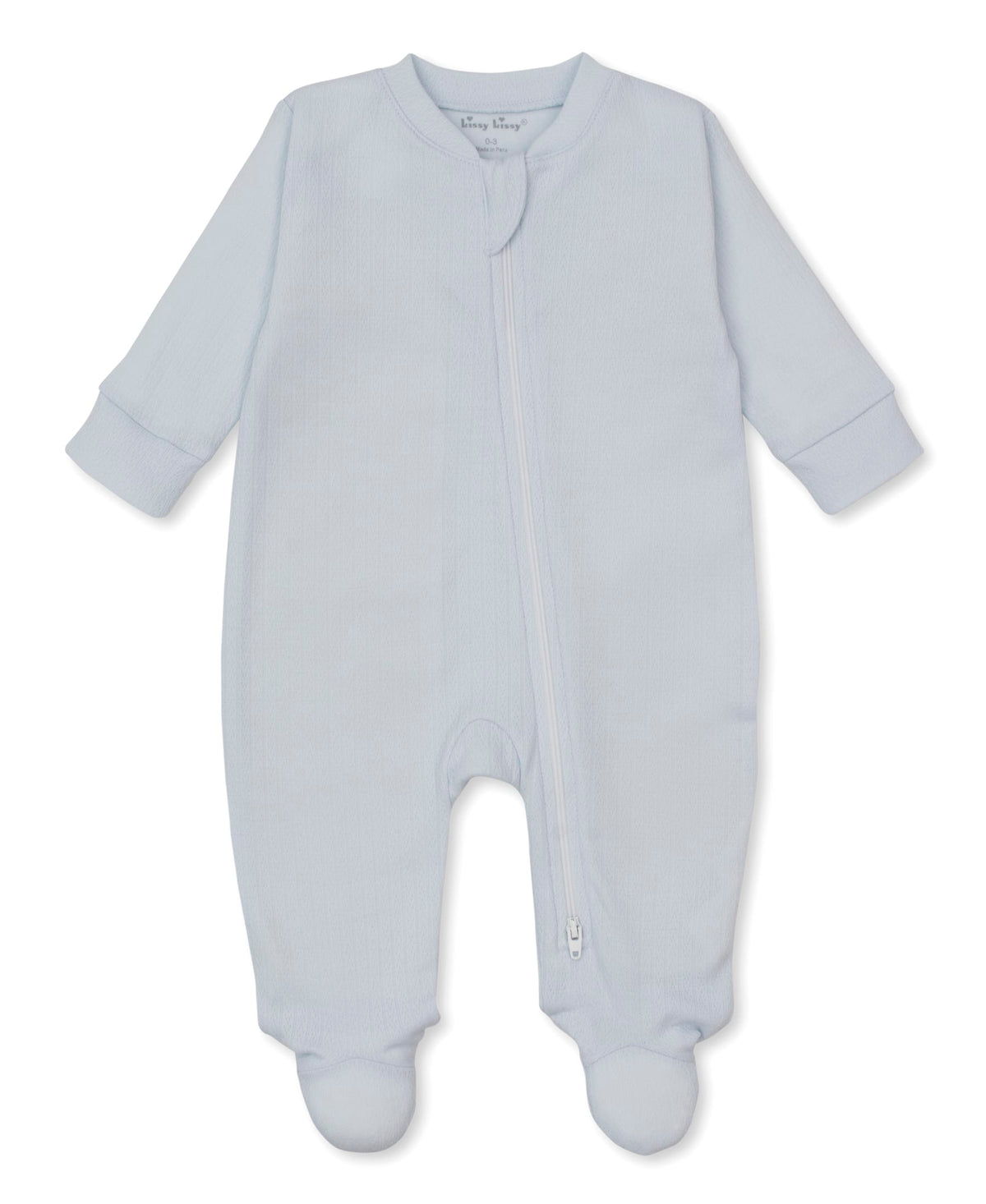 Kissy Kissy Pointelle Footie w/ Zip - Light Blue, Preemie