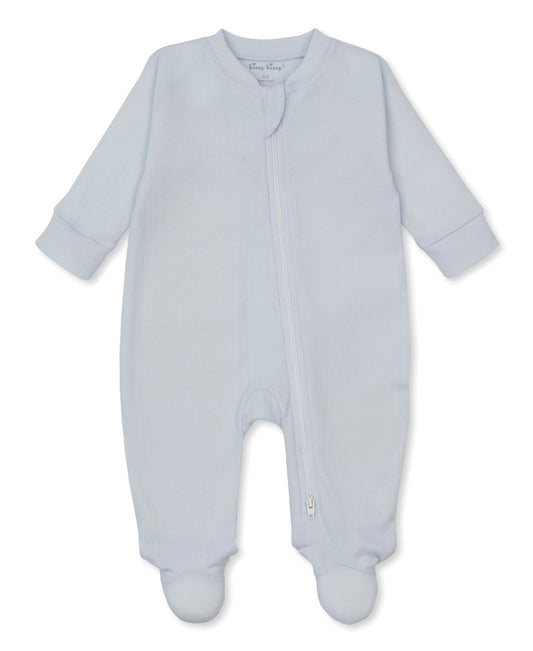 Kissy Kissy Pointelle Footie w/ Zip - Light Blue, Preemie