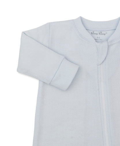 Kissy Kissy Pointelle Footie w/ Zip - Light Blue, Preemie - Image 2