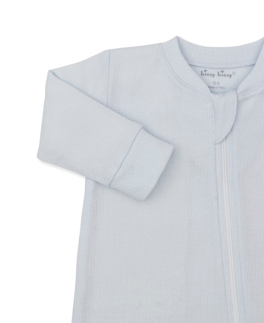 Kissy Kissy Pointelle Footie w/ Zip - Light Blue, Preemie