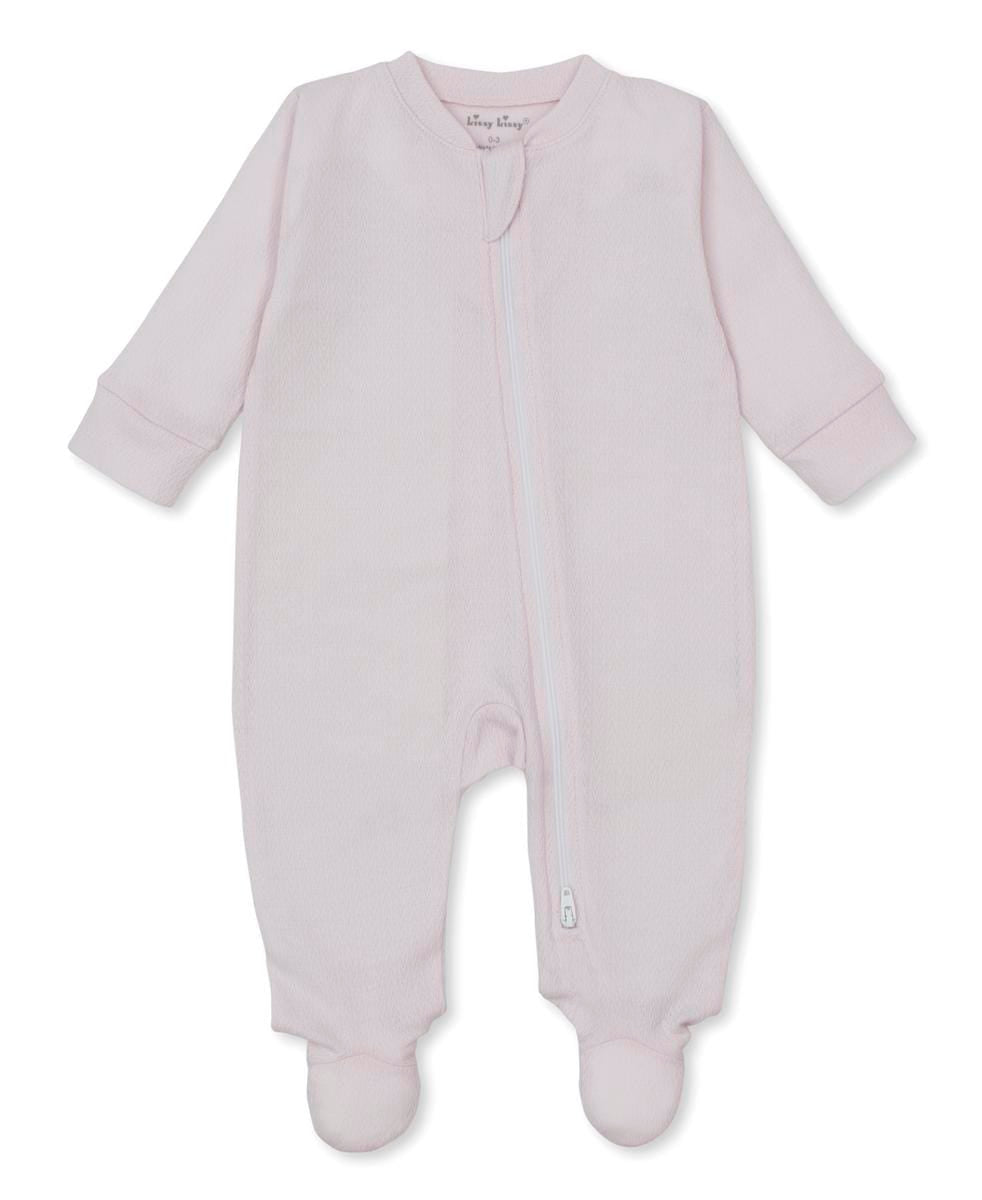Kissy Kissy Pointelle Footie w/ Zip - Pink, 3-6M