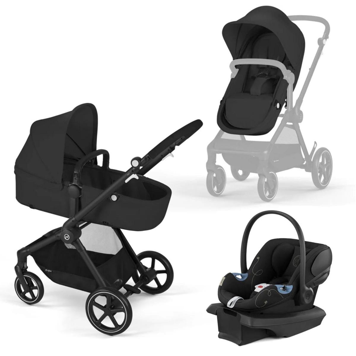 Cybex OPEN BOX EOS 5-in-1 Stroller + Aton G Travel System - Moon Black - 522003793-ob