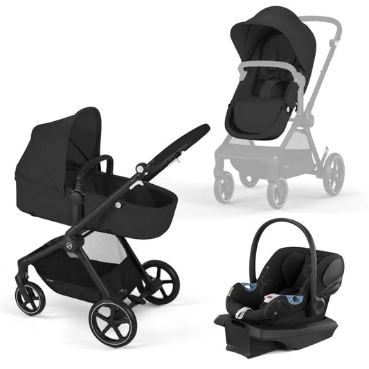 Cybex OPEN BOX EOS 5-in-1 Stroller + Aton G Travel System - Moon Black - 522003793-ob