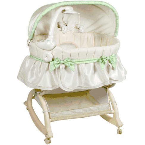 Kolcraft Easy Reach Rocking Bassinet with Light Vibes Mobile - KB008-SAG
