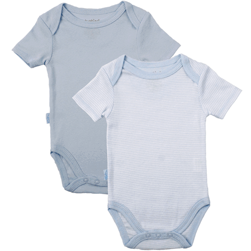 Kushies Baby Short Sleeve Solid/Stripe Bodysuit in Blue- 18 Months - A460-18-09
