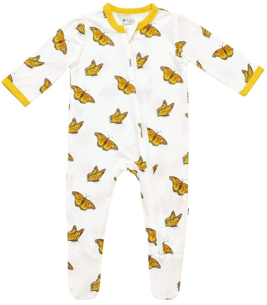 Kyte Baby Printed Zippered Footie - Monarch (3-6 months) - 1911MA2