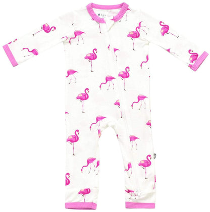 Kyte Baby Printed Zippered Romper - Flamingo (Newborn) - 1910FG0
