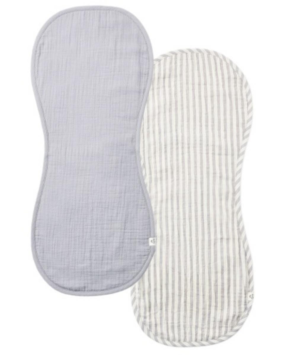 Quincy Mae Burp Cloth, 2 Pack Vintage Stripe, Slate - Slate