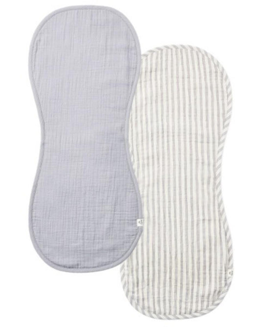 Quincy Mae Burp Cloth, 2 Pack Vintage Stripe, Slate - Slate
