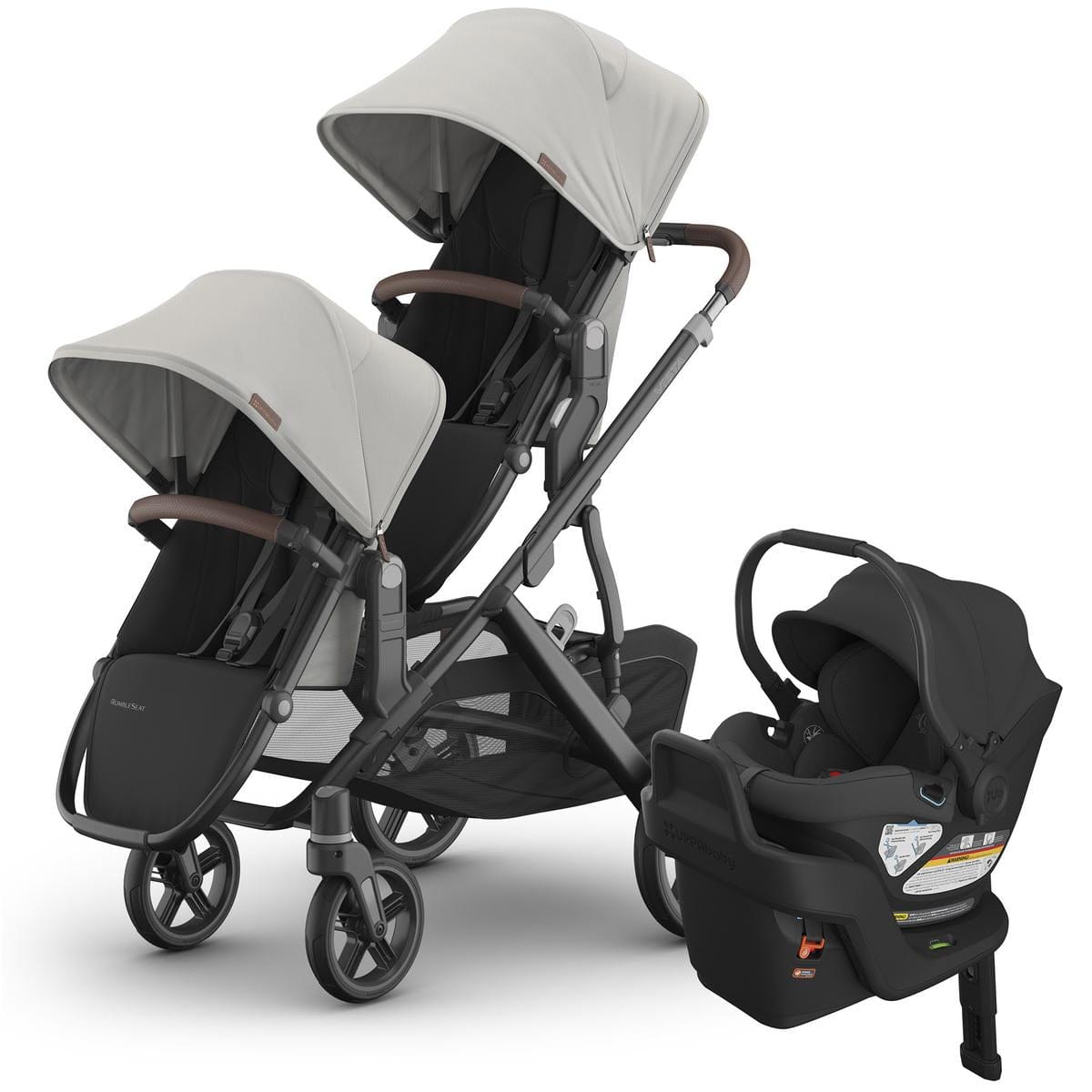 UPPAbaby Vista V3 Double Stroller with RumbleSeat V3 + Aria Travel System Bundle - Savannah / Jake - DBL-V3-TRVL-ARIA-0303-VSO-NA-SAV