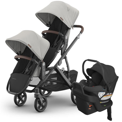 UPPAbaby Vista V3 Double Stroller with RumbleSeat V3 + Aria Travel System Bundle - Savannah / Jake - DBL-V3-TRVL-ARIA-0303-VSO-NA-SAV