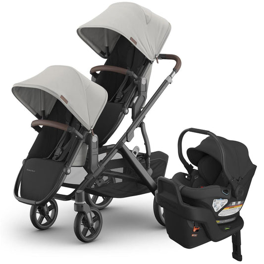 UPPAbaby Vista V3 Double Stroller with RumbleSeat V3 + Aria Travel System Bundle - Savannah / Jake - DBL-V3-TRVL-ARIA-0303-VSO-NA-SAV