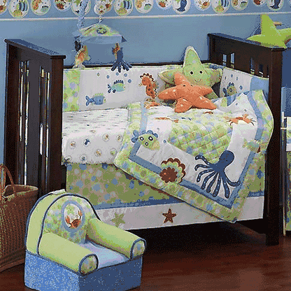 Lambs & Ivy Bubbles 6 Piece Crib Bedding Set - 21006V