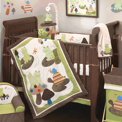 Lambs & Ivy Froggyville 6 Piece Baby Crib Bedding Set - 25006v