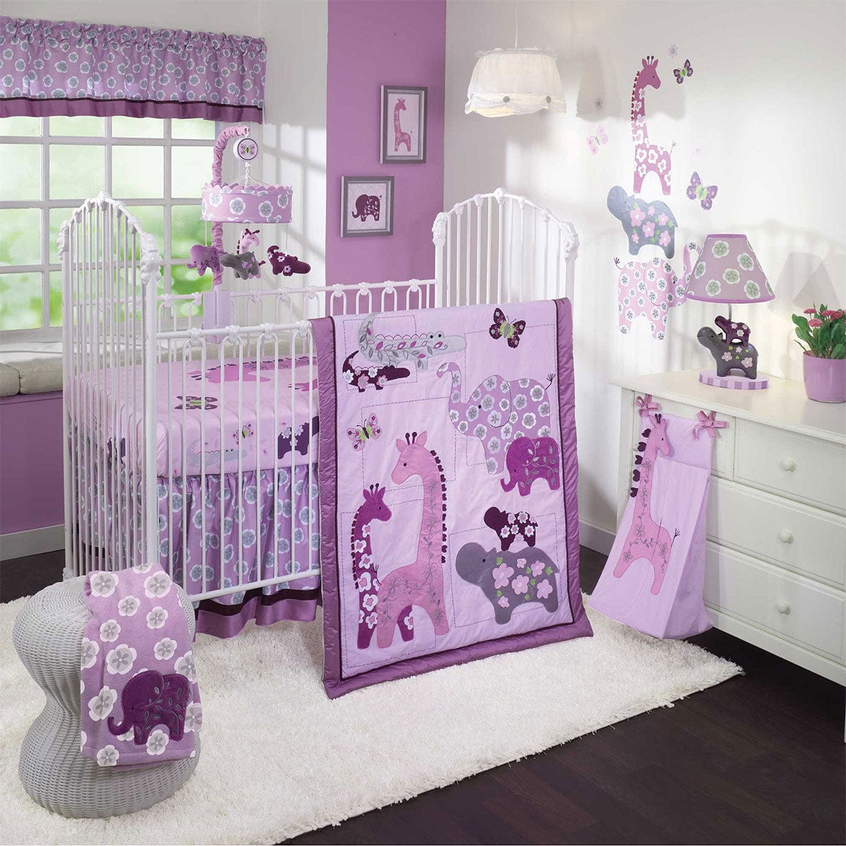 Lambs & Ivy Lavender Jungle 4 Piece Crib Bedding Set - 557004V