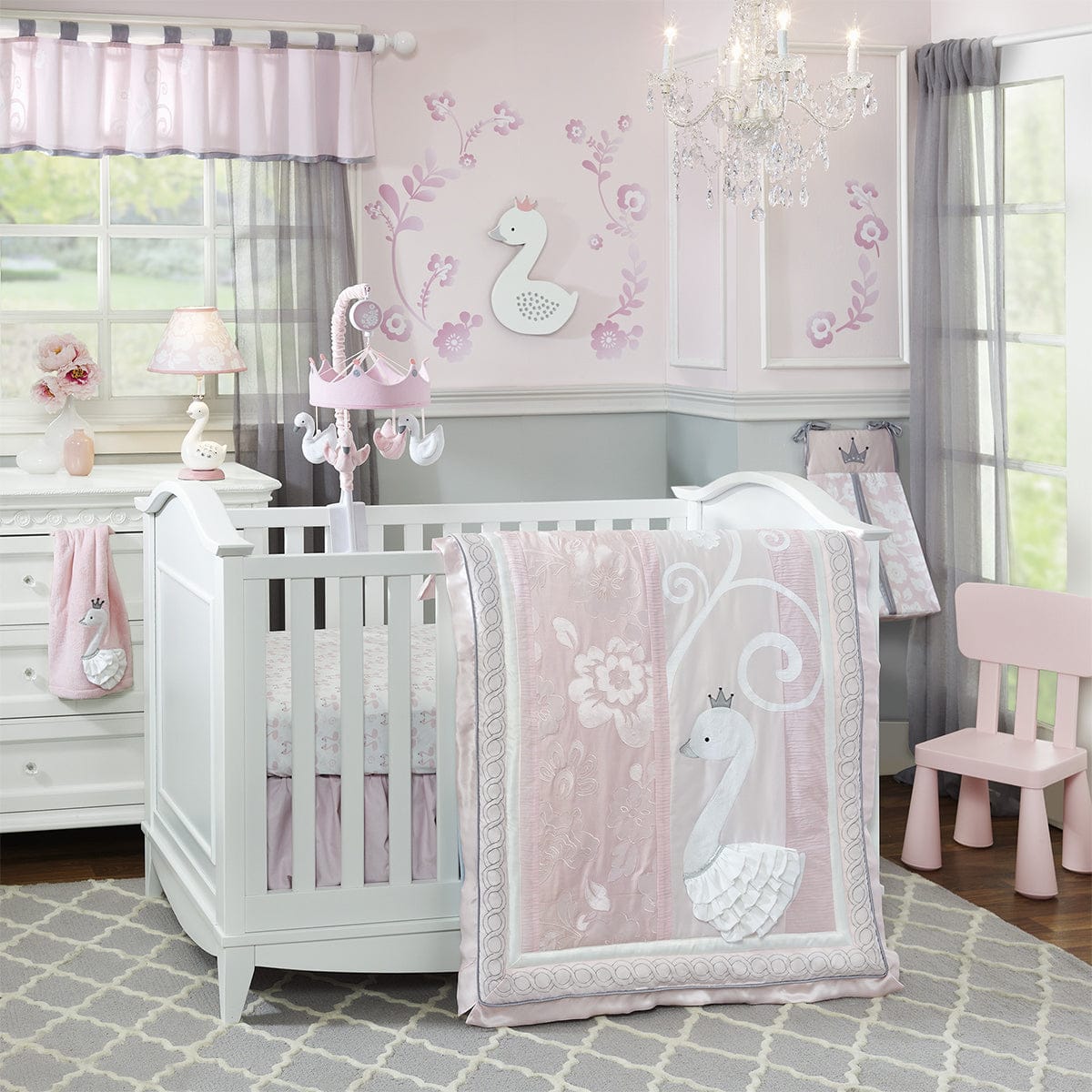 Lambs & Ivy Swan Lake 4 Piece Crib Bedding Set - 573004V