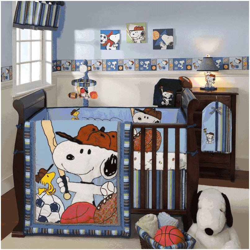 Lambs & Ivy Team Snoopy 5 Piece Crib Bedding Set - 521005V