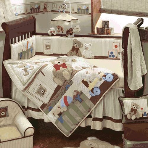 Lambs & Ivy Teddy Bear Story 6 Piece Baby Crib Bedding Set - 5306v