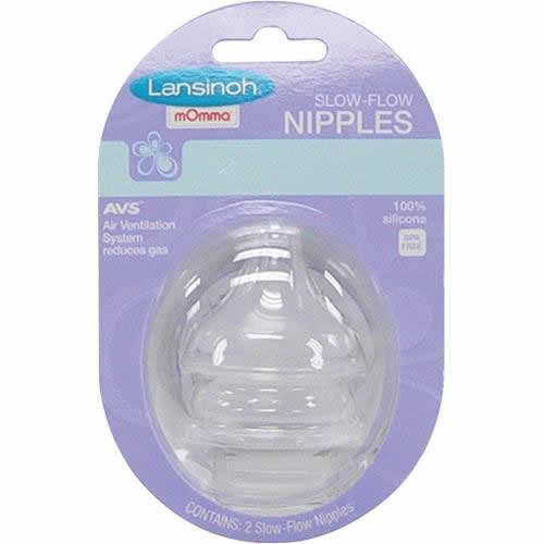 Lansinoh mOmma Slow Flow Nipples - 2 Pack - 71027