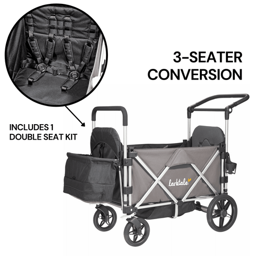 Larktale Caravan (3 Seater) Stroller Wagon Bundle - Mornington Gray - 3SEAT-LK50008