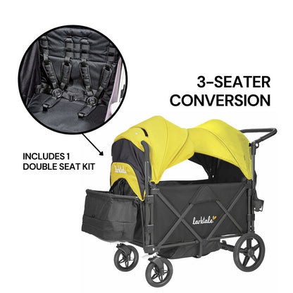 Larktale Caravan (3 Seater) Stroller Wagon Complete Bundle - Byron Black / Clovelly Yellow - 3SEAT-LK50007-LK50506