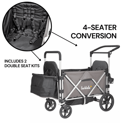 Larktale Caravan (4 Seater) Stroller Wagon Bundle - Mornington Gray - 4SEAT-LK50008