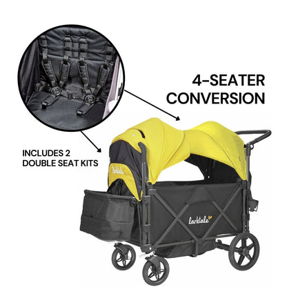 Larktale Caravan (4 Seater) Stroller Wagon Complete Bundle - Byron Black / Clovelly Yellow - 4SEAT-LK50007-LK50506