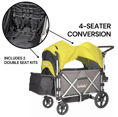 Larktale Caravan (4 Seater) Stroller Wagon Complete Bundle - Mornington Gray / Clovelly Yellow - 4SEAT-LK50008-LK50506