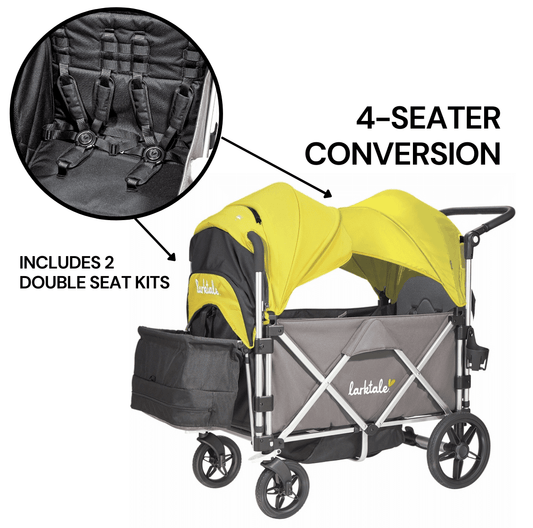 Larktale Caravan (4 Seater) Stroller Wagon Complete Bundle - Mornington Gray / Clovelly Yellow - 4SEAT-LK50008-LK50506