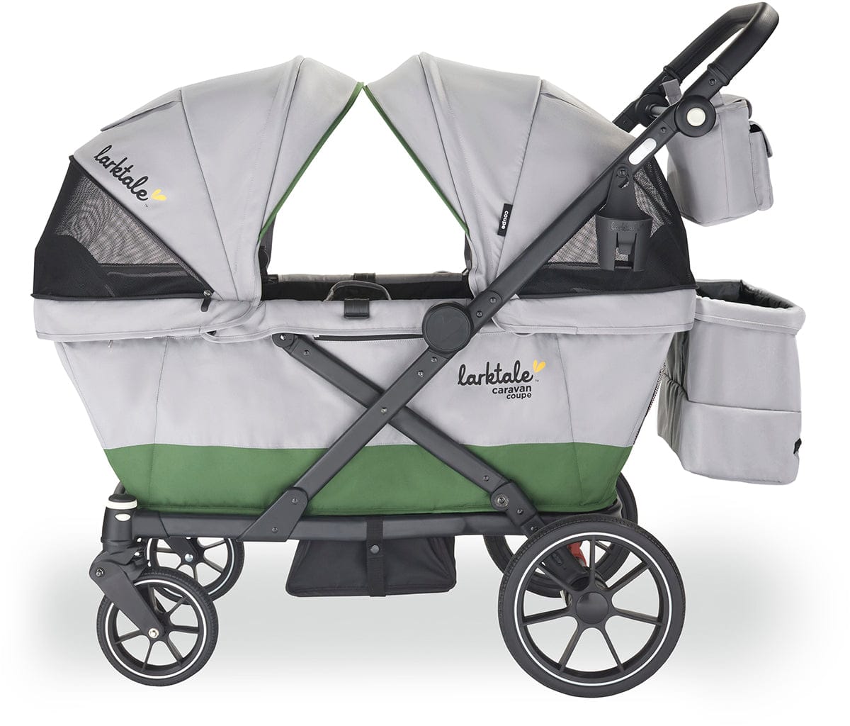 Larktale Caravan Coupe Quad (4 Seater) Stroller Wagon - Gray / Green - LK51037