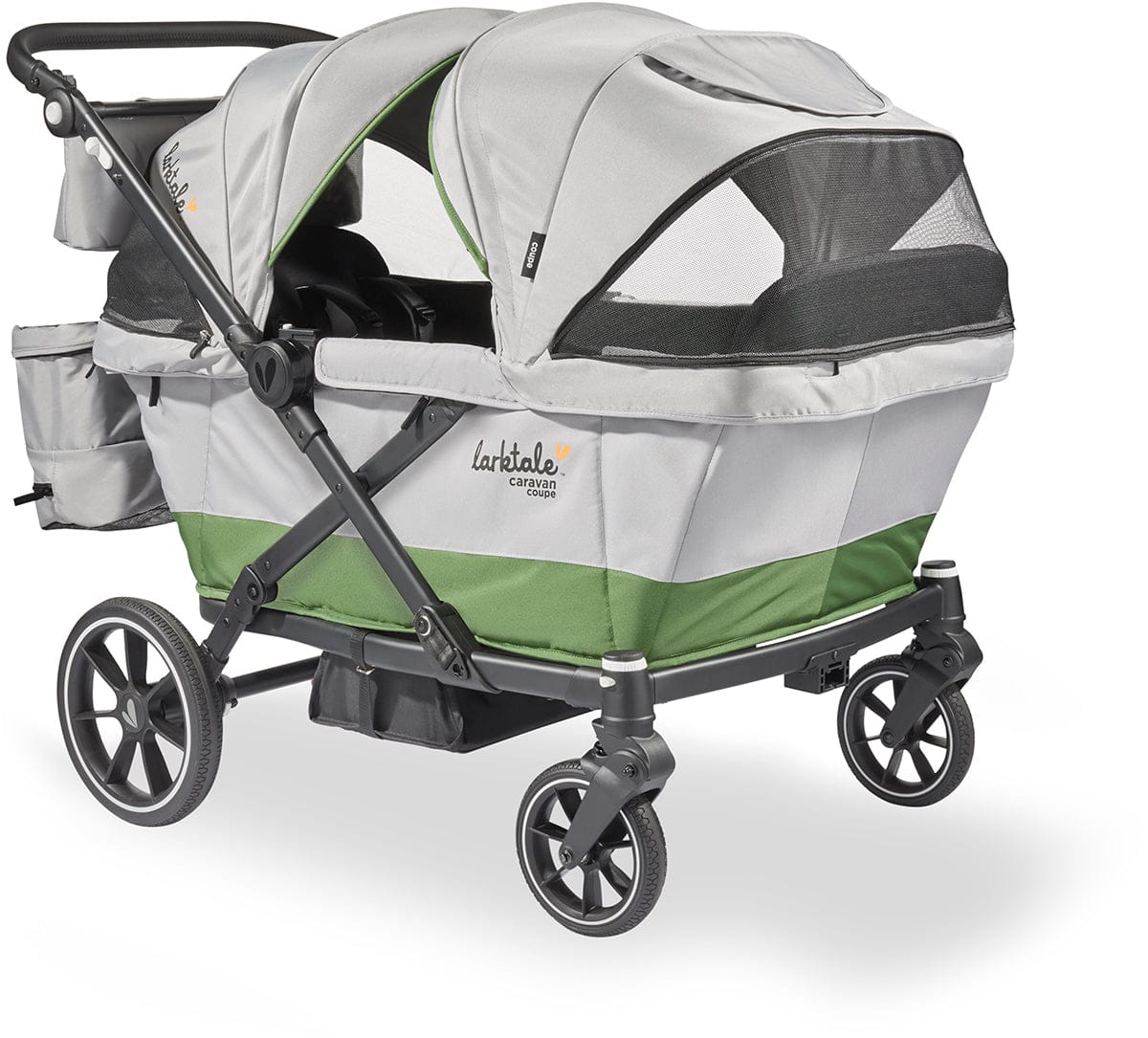 Larktale Caravan Coupe Quad (4 Seater) Stroller Wagon - Gray / Green - LK51037