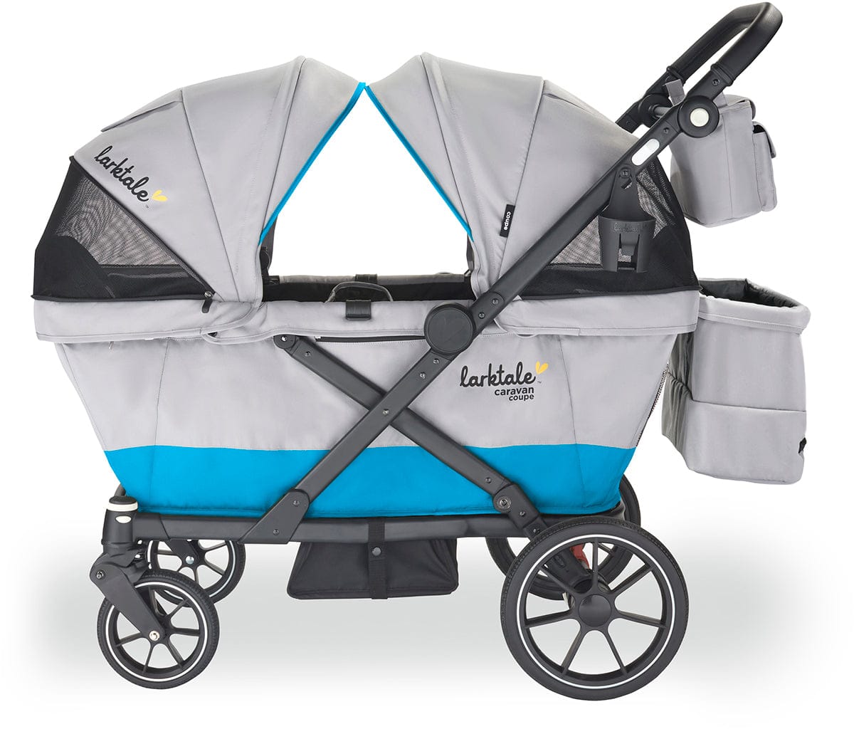 Larktale Caravan Coupe V2 (2 Seater) Stroller Wagon - Gray / Blue - LK51021