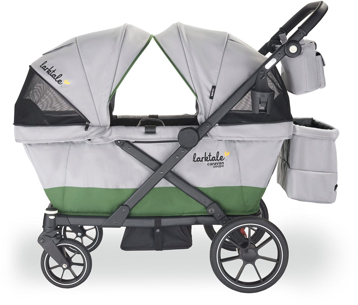 Larktale Caravan Coupe V2 (2 Seater) Stroller Wagon - Gray / Green - LK51027
