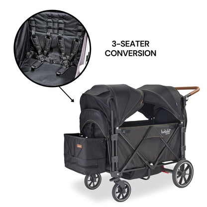 Larktale Caravan V2 (3 Seater) Stroller Wagon Bundle - Byron Black - 3SEAT-LK50010
