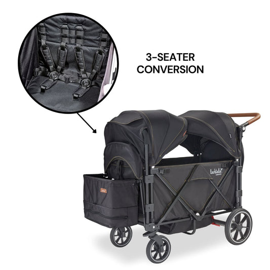 Larktale Caravan V2 (3 Seater) Stroller Wagon Bundle - Byron Black - 3SEAT-LK50010