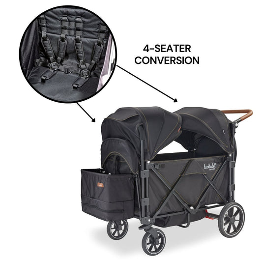 Larktale Caravan V2 (4 Seater) Stroller Wagon Bundle - Byron Black - 4SEAT-LK50010
