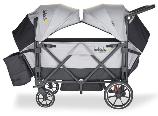 Larktale Caravan V2 (4 Seater) Stroller Wagon Bundle - Gray/Green - 4SEAT-LK50006