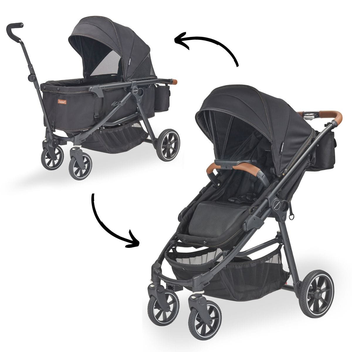 Larktale Crossover (2 Seater) Convertible Stroller Wagon - Byron Black - LK53000