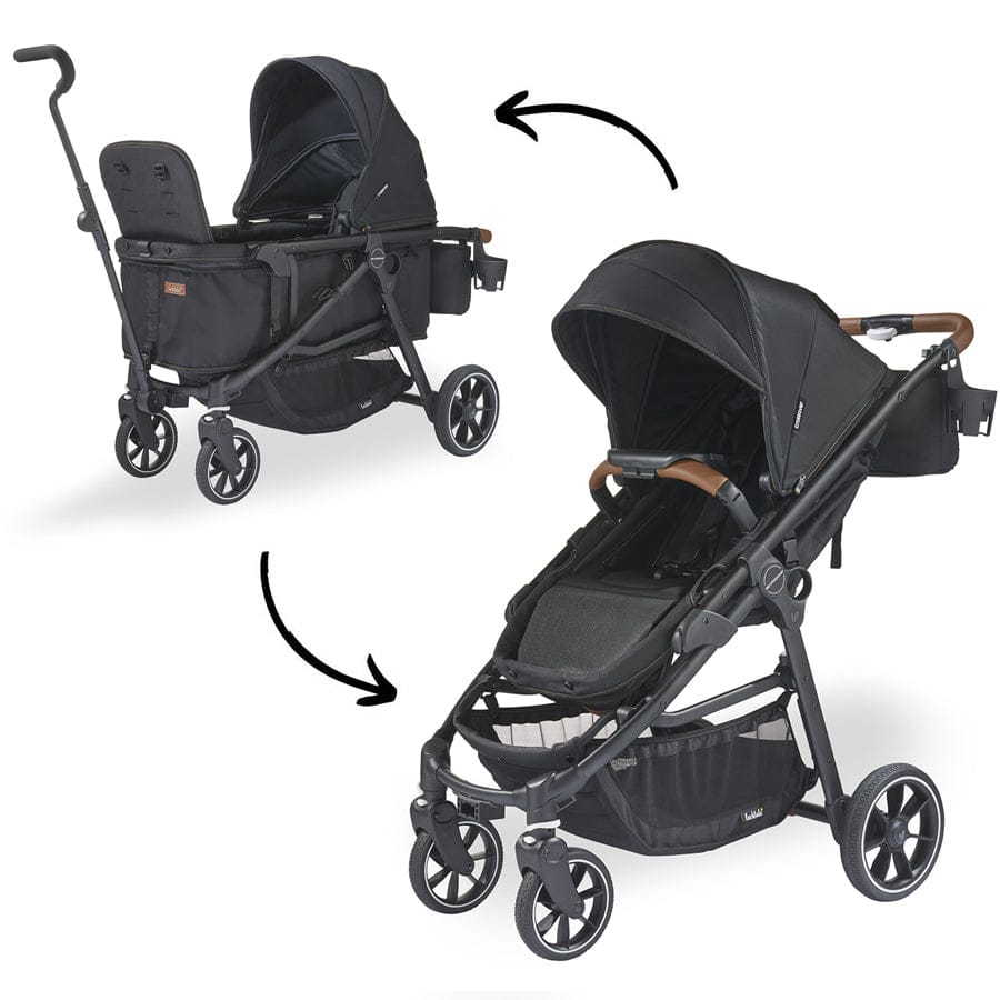 Larktale Crossover V2 (2 Seater) Convertible Stroller Wagon - Byron Black - LK53010